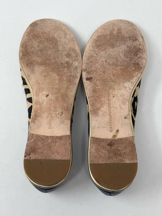 Diane Von Furstenberg Real Calf Hair Animal Print Flats Size 6.5 - Picture 11 of 15